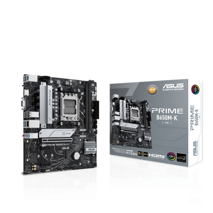 Дънна платка ASUS PRIME B650M-K (AMD AM5, 2xDDR5, 2xM.2, 2.5Gb LAN, VGA, HDMI) Micro ATX