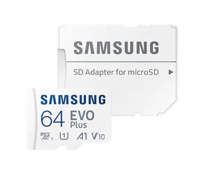 MicroSD памет 64GB SAMSUNG EVO Plus, microSDXC UHS-I U1 V10 A1 Class10 + SD Адаптер