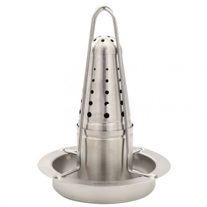 Стойка за печене на пиле KINGHOFF KH 1880, Тавичка за мазнина и подправки, 23х18 см, Инокс