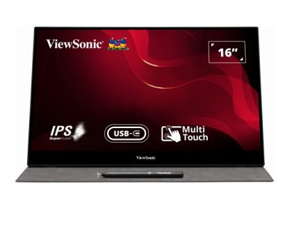 Монитор VIEWSONIC TD1655 , 15.6" IPS Touch, Full HD (1920x1080) 60Hz, 16:9, 6.5ms, 250 cd/m², 800:1, Speakers: 2x0.8W, Mini HDMI, 2xUSB Type-C, Grey