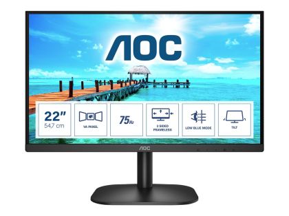 Монитор AOC 22B2H/EU, 21.5" VA , FullHD (1920x1080) 75Hz, 16:9, 4ms, 250cd/m2, 3000:1, VGA, HDMI, Black