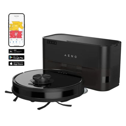 Прахосмукачка робот AENO RC5S (ARC0005S), Мокро и сухо почистване, Батерията  3200 mAh, Време на работа 120 минути, До 120 м², Време за зареждане  4.5 часа, Черен