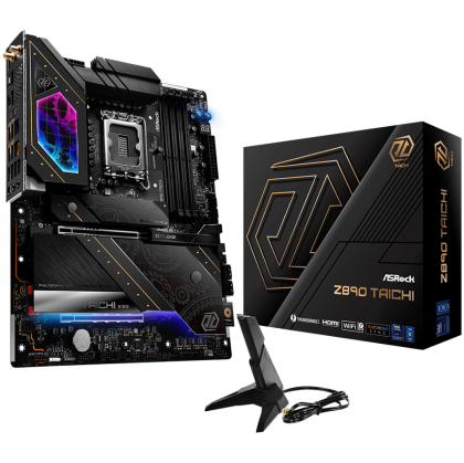 Дънна платка ASROCK Z890 Taichi (Intel 1851, 4xDDR5, 1xBlazing M.2, 5xHyper M.2, 5Gb LAN, 2.5Gb LAN, Wi-Fi 7, HDMI, 2xThunderbolt 4) ATX