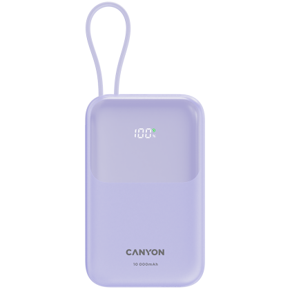 Външна батерия CANYON OnPower 101 (CNS-CPB101PU), 10000 mAh, PD22.5W, Purple