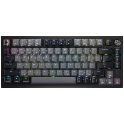 Безжична геймърска клавиатура CORSAIR K65 PLUS WIRELESS 75% RGB (CH-91D401L-NA), Bluetooth/Wireless, Mechanical CORSAIR MLX Red, USB, Midnight Grey 