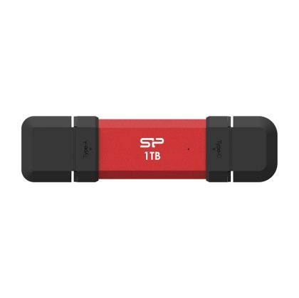 Външно SSD 1TB SILICON POWER DS72 (SP001TBUC3S72VPR), Portable External SSD, Dual USB-C/USB 3.2 Gen 2, up to 1050MB/s, Red