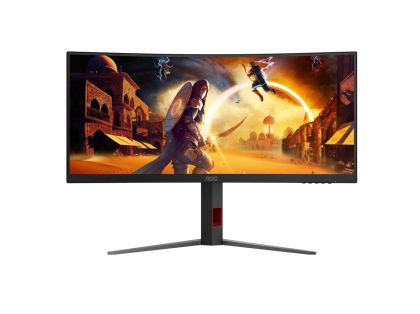 Монитор AOC CU34G4Z, 34" Fast VA Curved 1500R, WQHD (3440x1440) 240Hz, 21:9, 0.5ms, 450 cd/m2, 2500:1, Adaptive Sync, 2xHDMI, DP, 2xUSB 3.2, Black/Red
