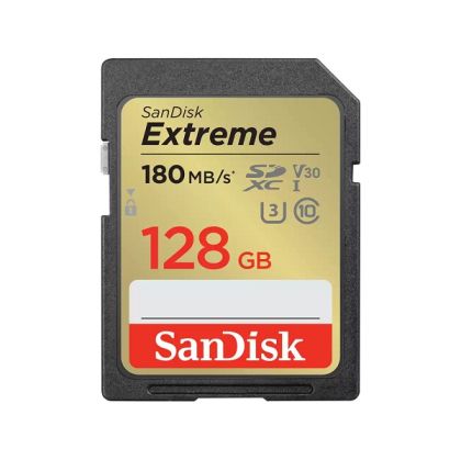 SD памет 128GB SANDISK Extreme, SDXC UHS-I, Class 10, U3, V30, up to 180MB/s