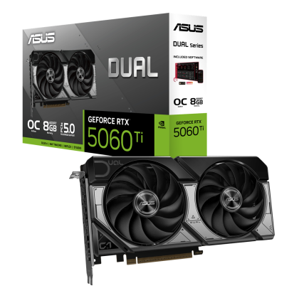 Видео карта ASUS Dual GeForce RTX 5060 Ti 8GB GDDR7 OC Edition, 8GB GDDR7, 128-bit, HDMI, 3xDP - 90YV0MP2-M0NA00