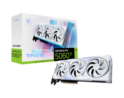 Видео карта MSI GeForce RTX 5060 Ti 16G GAMING TRIO OC WHITE, 16GB GDDR7, 128-bit, HDMI, 3xDP