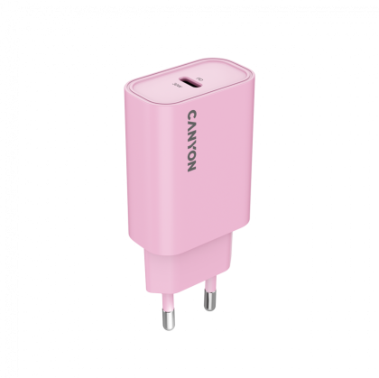 Зарядно у-во CANYON OnCharge 30CL, PD 30W Travel Charger EU standard, Output: 5V3A, 9V3A, 15V2A, Max Power 30W, Pink. size: 87.8x39.8x23mm, weight: 62.3g