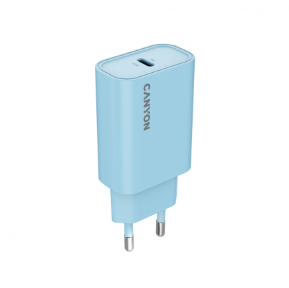 Зарядно у-во CANYON OnCharge 30CL, PD 30W Travel Charger EU standard, Output: 5V3A, 9V3A, 15V2A, Max Power 30W, Blue, size: 87.8x39.8x23mm, weight: 62.3g