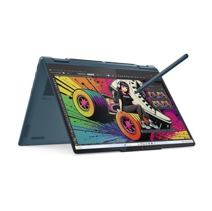 Лаптоп LENOVO Yoga 7 2-in-1 14AKP10 (83JR000YBM), 14" WQXGA (1920x1200) OLED Touch, AMD Ryzen™ AI 5 340 (2.0GHz up to 4.8GHz, 6 ядра), 24GB LPDDR5x, 1TB SSD M.2, Yoga Pen, Windows 11 Home, Tidal Teal