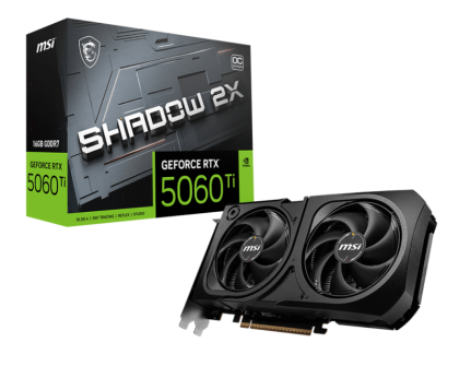 Видео карта MSI GeForce RTX 5060 Ti 16G SHADOW 2X OC PLUS, 16GB GDDR7, 128-bit, HDMI, 3xDP - 912-V535-003