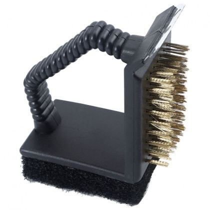 Четка за почистване на барбекю 3в1 Kinghoff KH 1913, 12х10х7 см, Ергономична дръжка, Универсална съвместимост, Черен