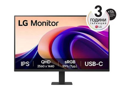 Монитор LG 27U631A-B, 27" IPS, QHD (2560x1440) 100Hz, 16:9, 5ms, 250cd/m2, 1000:1, Dynamic Action Sync, USB-C (PD 15W), HDMI, Black