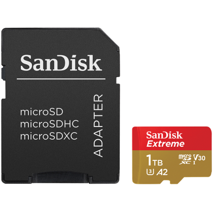 MicroSD памет 1TB SANDISK Extreme microSDXC A2 Class10 V30 UHS-I U3 + SD Адаптер