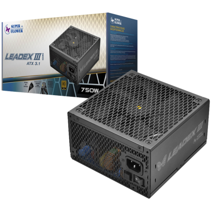 Super Flower Leadex III Gold 750W ATX 3.1 80 Plus Gold, Fully Modular, Flat Black Cables, 140mm Fan, 7 Year Warranty