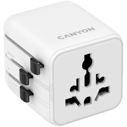 Универсален адаптер за пътуване CANYON OnTour One, EU/UK/US/AUS   White