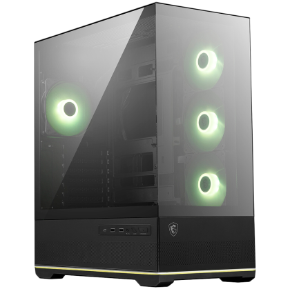 MSI MAG PANO 110R PZ, Mid-Tower, ATX/M-ATX/ITX, 2x USB 3.2, 1x USB Type-C 20Gbs, 1x Audio/Mic, LED Button, ARGB Hub, 4x 120mm ARGB Fans, ARGB Fan Hub, Mesh Panel, Tempered Glass, Black