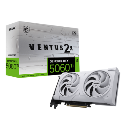 Видео карта MSI GeForce RTX 5060 Ti 8G VENTUS 2X OC WHITE PLUS, 8GB GDDR7, 128-bit, 3xDP, HDMI