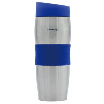 Термочаша Rosberg R52011C, 380 мл, Двойни стени, Ергономична, Неръждаема стомана, Син/инокс