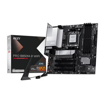 Дънна платка MSI PRO B850M-P WIFI (AMD AM5, 4xDDR5, 3xM.2, 5G LAN, WiFI7, HDMI, DP) Micro ATX