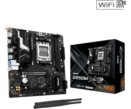 Дънна платка ASROCK B850M-X WIFI R2.0 (AMD AM5, 2xDDR5, 2xM.2, 2.5Gb LAN, Wi-Fi 6E, HDMI, DP) Micro ATX