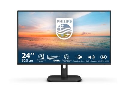 Монитор PHILIPS 24E1N1200A/00, 23.8" IPS, FullHD (1920x1080) 120Hz, 16:9, 1ms, 300cd/m2, 1500:1, Adaptive Sync, Speaker 2Wx2, VGA, HDMI, DP, Black