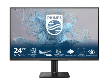 Монитор PHILIPS 24E2N1110/00, 23.8" IPS, FullHD (1920x1080) 120Hz, 16:9, 1ms, 300cd/m2, 1500:1, Adaptive Sync, VGA, HDMI, Black