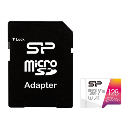MicroSD памет 128GB SILICON POWER Elite Colorful, microSDXC Class 10 UHS-I U1 V10 + SD адаптер