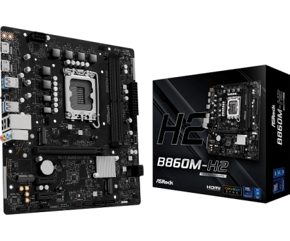 Дънна платка ASROCK B860M-H2 (Intel 1851, 2xDDR5, 1xBlazing M.2, 1xHyper M.2, 2xHDMI) Micro ATX 