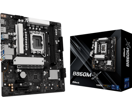 Дънна платка ASROCK B860M-X (Intel 1851, 2 x DDR5, 1 x Blazing M.2, 1 x Hyper M.2, 2.5Gbit LAN, HDMI, DP)  Micro ATX