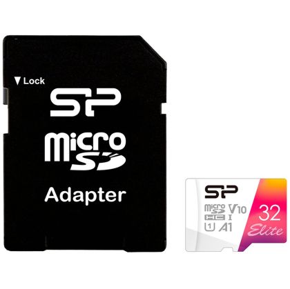 MicroSD памет 32GB SILICON POWER Elite Colorful, microSDHC Class 10 UHS-I U1 V10 + SD адаптер