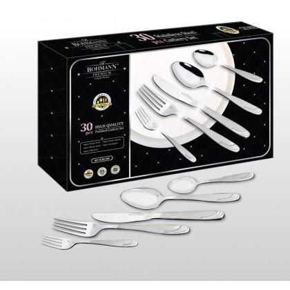 Комплект прибори за хранене Bohmann BP A30-SM, Кутия, 30 бр, Инокс