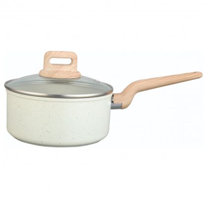 Касерола с капак Voltz Nice OV54421E18, 18x8.5 см, 2.1 л, Мраморно покритие, Индукция, Кремав меланж