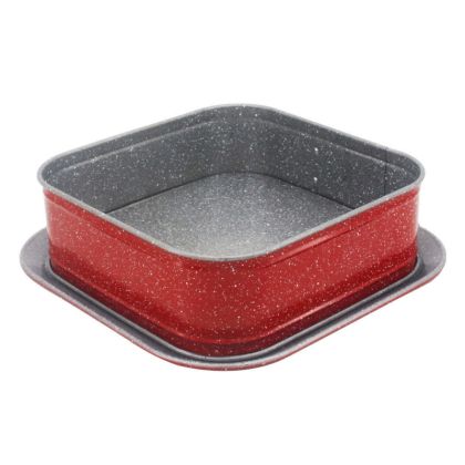 Форма с падащо дъно Voltz V51223RS, 27.5x27.5 см, Мраморно покритие, Червен