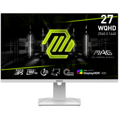 Монитор MSI MAG 274QRFW, 27" Rapid IPS, WQHD (2560 x 1440) 180Hz, 16:9, 1ms, 400cd/m2, 1000:1, AMD FreeSync, DP, 2xHDMI, White