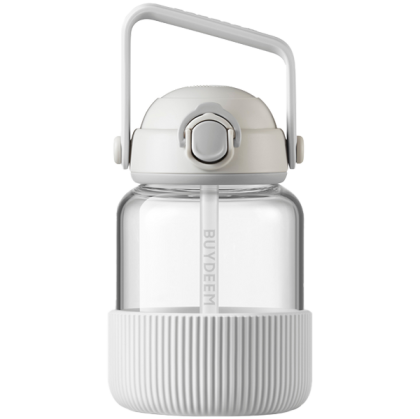 BUYDEEM Pop-Up Straw Glass Bottle 800 ml, model DG78, color Oats White