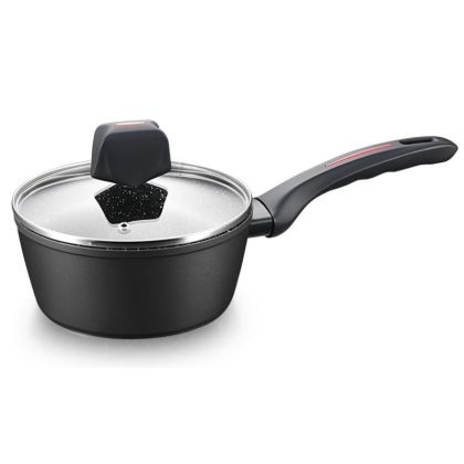 Касерола с капак Royalty Line RL-FSN18, 18 см, 1.8 л, Гранитно покритие, Индукция, Черен