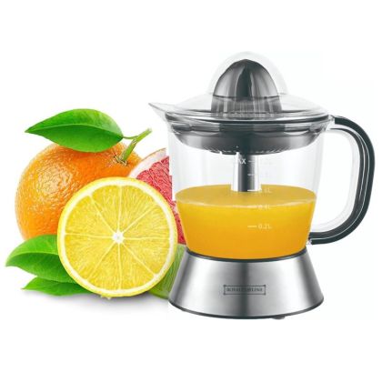 Цитрус преса Royalty Line RL-CJ9404, 40W, 1 л, Стартиране чрез натискане, 2 конуса, Неръждаема стомана, Инокс
