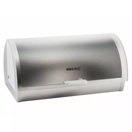 Кутия за хляб Kinghoff KH 3203, 39.5x28x18.5 см, Стомана, Полупрозрачен капак, Бял/сив