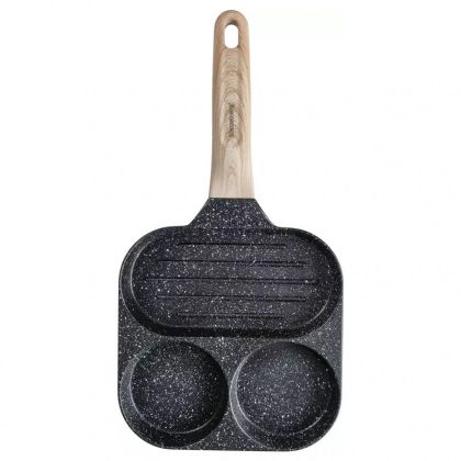 Тиган с 3 отделения Klausberg KB 7816, 18.5 см, Мраморно покритие, Индукция, Черен