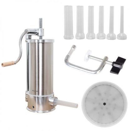 Машина за пълнене на колбаси Klausberg KB 7927, 5 Кг, Ръчна, 14-35мм, 6 фунии, Инокс