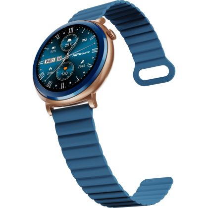 Часовник HiFuture Aurora Blue, 1.43" AMOLED,  466*466, Powered by Dual Core & Syntra AI, Bluetooth Call, IP68  Waterproof, 24/7 True Heart Rate & Blood Oxygen Sensor, Up to 10 days daily use, Magnetic Strap