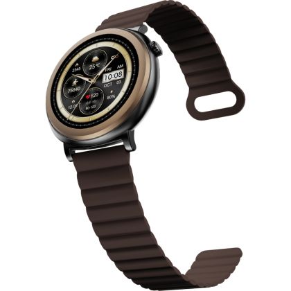 Часовник HiFuture Aurora Brown, 1.43" AMOLED,  466*466, Powered by Dual Core & Syntra AI, Bluetooth Call, IP68  Waterproof, 24/7 True Heart Rate & Blood Oxygen Sensor, Up to 10 days daily use, Magnetic Strap