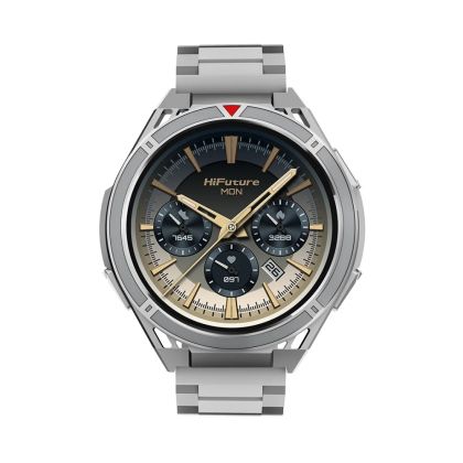 Часовник HiFuture Active Silver, *1.43"  AMOLED, Dual Band GPS +Compass + Altimeter 466*466, Powered by Dual Core & Syntra AI, Bluetooth Call, 5ATM Waterproof, 24/7 True Heart Rate & Blood Oxygen Sensor, Up to 10 days daily use