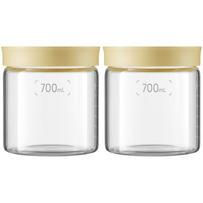BUYDEEM Glass storage box 700ml x2, model CS1014, color Mellow Yellow