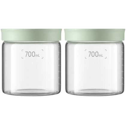 BUYDEEM Glass storage box 700ml x2, model CS1014, color Cozy Greenish
