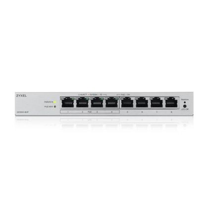 Комутатор ZyXEL GS1200-8HP v3, 8 Port Gigabit PoE+ webmanaged Desktop Switch, 4x PoE, 68 Watt